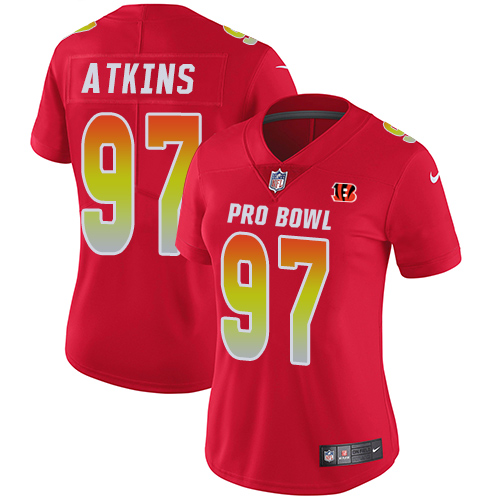 Nike Bengals #97 Geno Atkins Red Women's Stitched NFL Limited AFC 2018 Pro Bowl Jersey